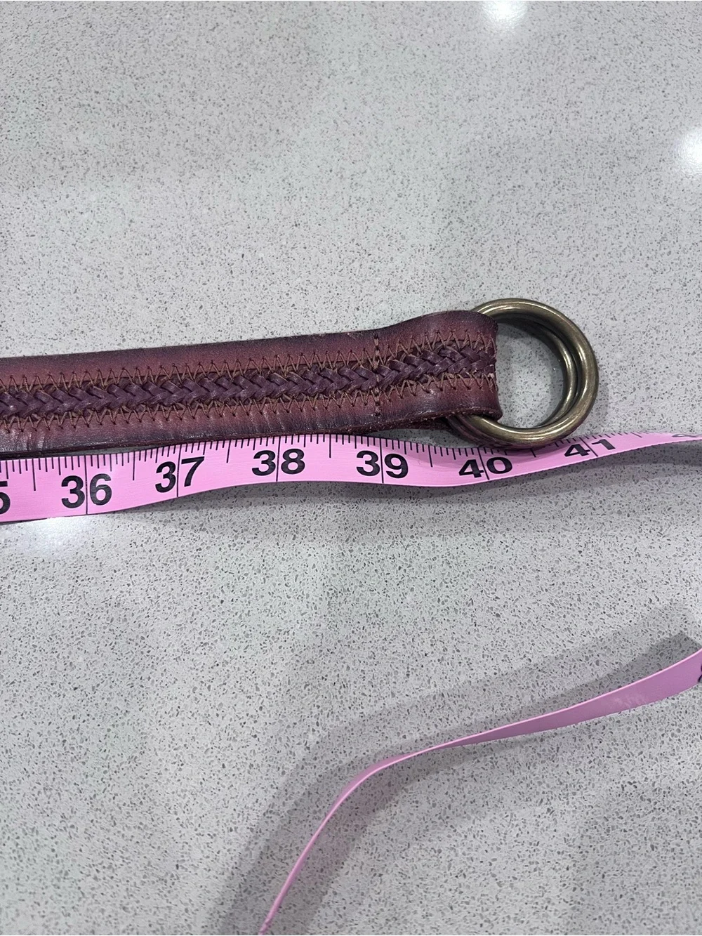 J. Crew Brown Braided Leather Double-Ring Belt Labeled XS/S  40” Long - Picture 12 of 13